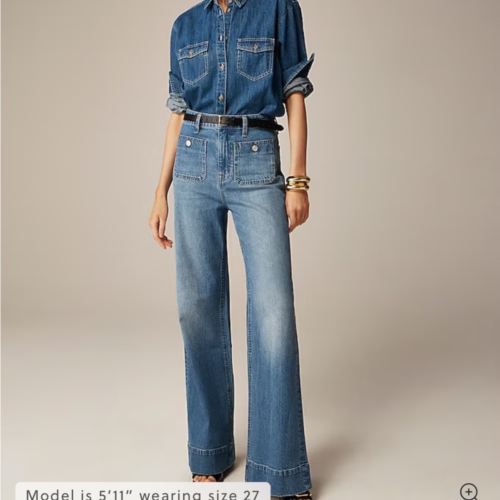 J Crew High-rise Sailor denim trouser in 1996 semi-stretch